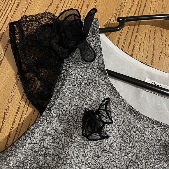 Miroy Women’s Black & White Mesh Layered Floral Embroidered Poplin Dress Sz-S - Picture 4 of 6